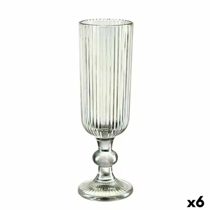 Copa de champán Rayas Verde Vidrio 160 ml (6 Unidades) - 1