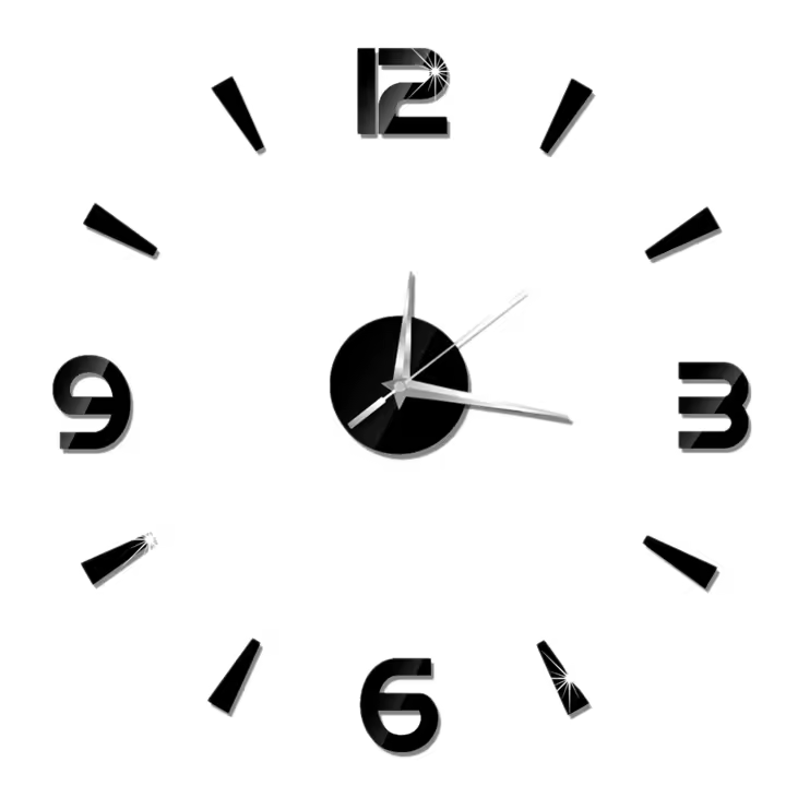 Reloj de pared de cuarzo 3D para decoración del hogar, relojes de Horloge, pegatinas de espejo acrílico de moda para sala de estar, color negro - 1