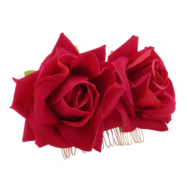 Pinza de pelo de flor rosa para mujer, pasador de bailarina de Flamenco, broche de flores, Clip de peinado, accesorios para el cabello - 1