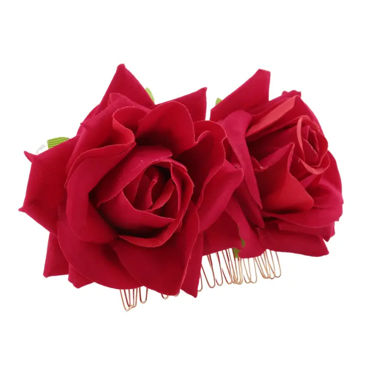 Pinza de pelo de flor rosa para mujer, pasador de bailarina de Flamenco, broche de flores, Clip de peinado, accesorios para el cabello - 1