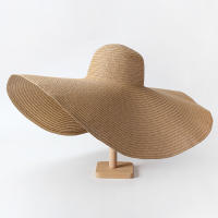 Sombrero De Playa Para Mujer Grande Y Plegable Con Protección UV Sombrilla De Verano De Paja Estilo Casual Para Bodas - details 25