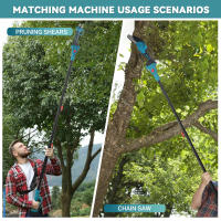 3 en 1 motosierra telescópica sin escobilla eléctrica con tijera de poda alta con 2 baterías para poda de jardín, cosecha de granja de frutas, diseño de jardinería, poda de mercado de flores - details 2