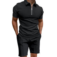 Camisa Polo Para Hombre Verano 2024 Conjunto De Color Sólido Con Cuello En V Manga Corta Ajustada Estilo Casual - details 3