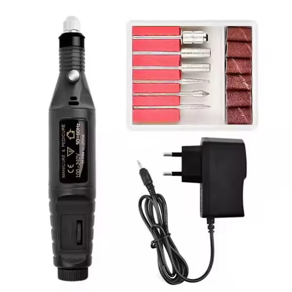 Lima de uñas con 6 piezas (eléctrico) Negro - 1