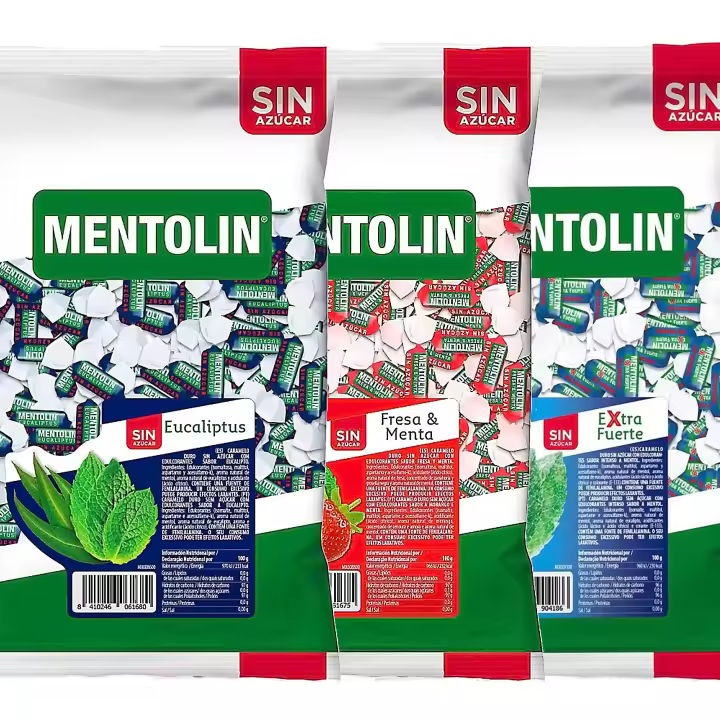 MENTOLIN PACK 3 Kg caramelos sin azúcar para la tos Eucaliptus & Fresa Menta & Extra Fuerte - 1