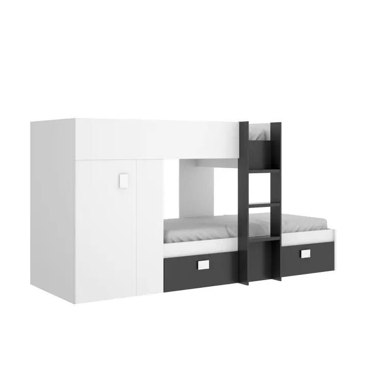 DEKIT GRUPO RIMOBEL GROE - CAMA TREN PARA DORMITORIO - BLANCO / GRAFITO - 150 x 271 x 111 - 1