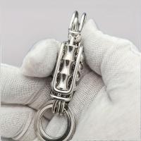 Llavero De Acero Inoxidable Con 3 Haces De Bolas De Acero Y Bambú Mate Estilo Mecánico Para Hombres Regalo Para Exterior - details 2
