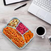 Fiambrera de silicona con 4 compartimentos, hermética, irrompible, con compartimentos para guardar alimentos, apta para adultos y niños, sin BPA, apta para horno y lavavajillas. - details 3