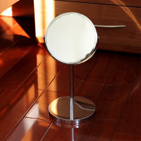 Espejo De Maquillaje Con Aumento Redondo Giratorio De 360 Grados Para Escritorio Del Dormitorio 1X Y 2X Magnificación Metal Y Vidrio Plateado Moderno - details 1
