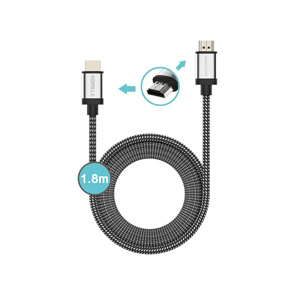 PACIFICO Cable HDMI   Compatible con 3D/ HD 2K TV (1080p)/ QHD (1/4 TV de pantalla Full HD, 1440p)/ Ultra HD 4K TV (2160p, admite puertos HDMI 2.0 y 2.0a (4K-60HZ, 18Gbps, 28AWG) - 1