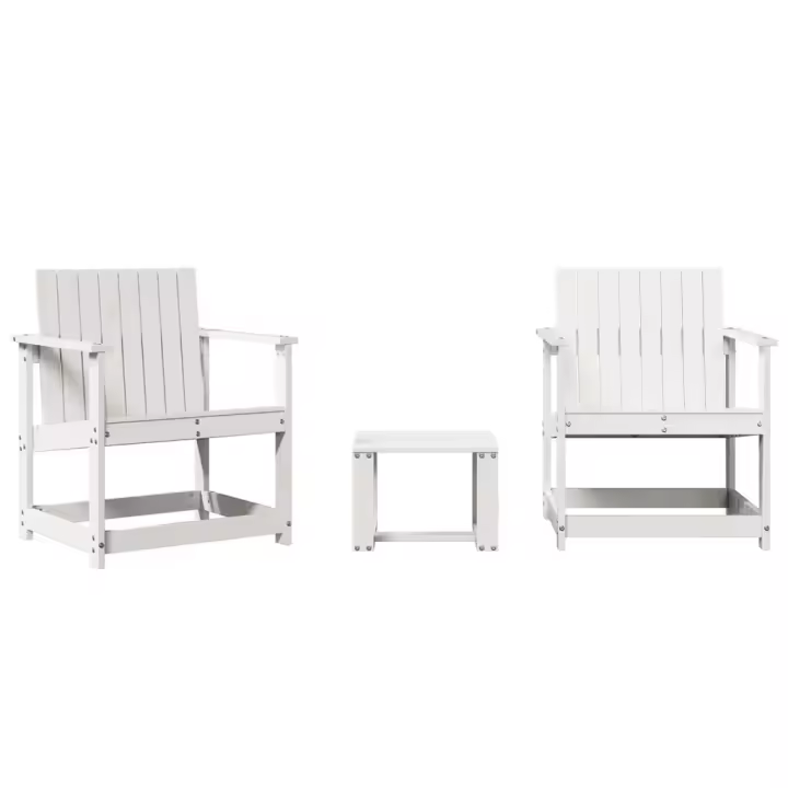 Juego de muebles de Jardín 3 pzas Madera maciza de Pino Blanco - 1