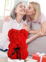 Oso De Rosas Teddy Regalo Para Mamá Novia Cumpleaños Aniversario Valentines Day Mujer Juguete De Muñeco Artificial De Flores Rojas - details 9