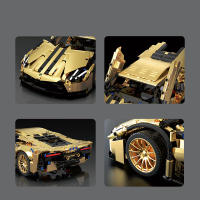 Bloques De Construcción De Coche Deportivo T1005 Electroplata Dorada 1:14 1309PCS Juguete Tecnológico De Carreras Para Adultos Y Niños - details 2