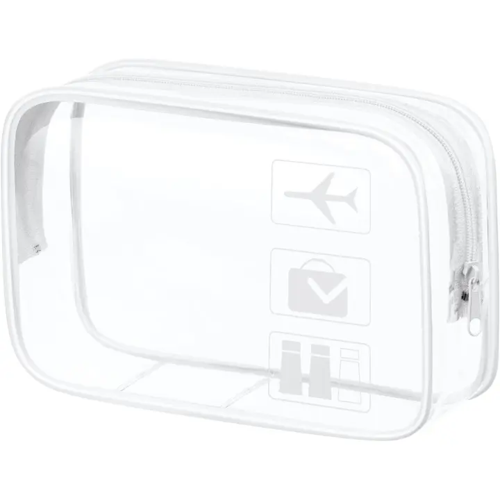 Neceser de Maquillaje de PVC, Bolsas Transparentes para Avión, Bolsa de Cosmético Organizador Mujer Impermeables para Viajes, Almacenamiento, Baño - Blanco - 1