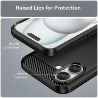 Funda protectora para iPhone 16 Pro Max, carcasa de silicona TPU in prueba de golf, color Negro, para Apple - details 2
