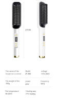 🎁【Detalles para Mamá】Ceramic Hair Straightener Brush, 35W, 2-in-1 Curling and Straightening Comb, with LCD Display, Adjustable Temperature, 220V European Standard Plug, for Unique Hairstyles, Mother'S Day Gift-Cecodadi - details 1