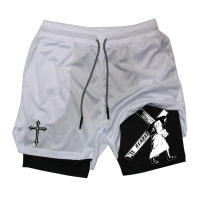 Shorts De Entrenamiento Para Hombre Con Estampado De Cruz Ángel 2 En 1 Secado Rápido Bolsillo Para Teléfono Y Anillo De Toalla Activewear Para Gimnasio Y Correr - details 19