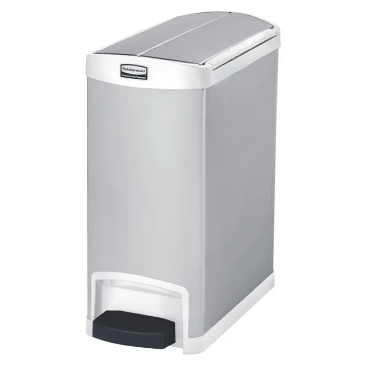 Rubbermaid SLIM JIM 30L/8G METAL END STEP STEP-ON WHITE - 1