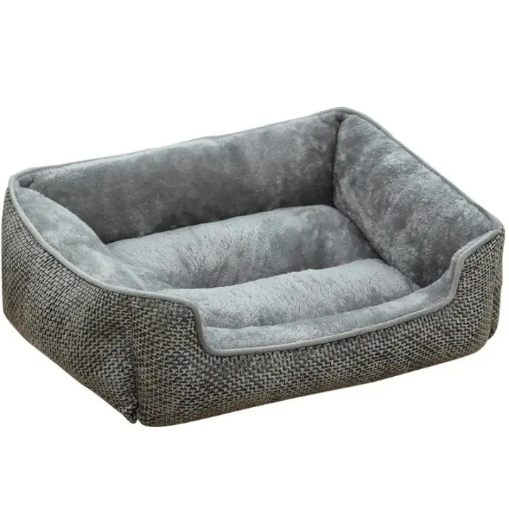 Cama De Mascota Cuadrada Con Red De Algodón Grueso Doble Cara Desmontable Y Lavable Para Perros Y Gatos Accesorios Para Mascotas - 1