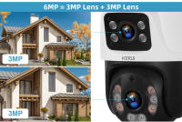Cámara De Seguridad IP KERUI PTZ Dual Lens 6MP POE Exterior Video CCTV Observación Remota Compatible Con Onvif iCSEE Negra - details 0