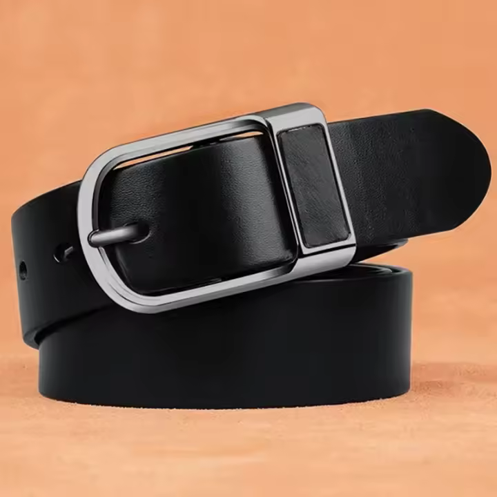 Cinturón De Cuero Genuino Para Hombres Con Hebilla De Alta Calidad Estilo Casual Cowboy Moda Negocios Cinturones De Cuero De Vaca Para El Pecho - 1