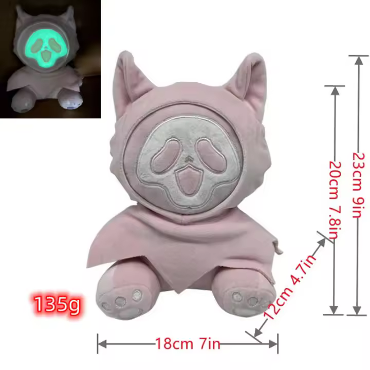 Muñeca con cara de gato gritando que brilla en la oscuridad- Adornos luminosos de terror de Halloween - 1