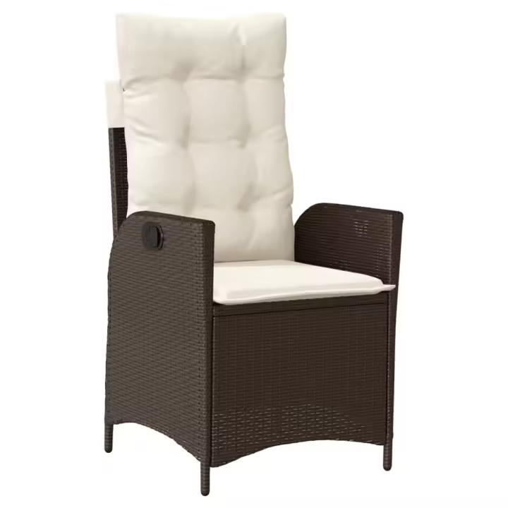 vidaXL Sillón reclinable de jardín con cojines ratán sintético marrón - 1