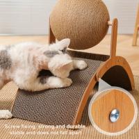 1pc Delgado Almohadilla De Rasguño Para Gato De Madera Con Diseño Arqueado Vertical Espacioso Bola Interactiva De Sisal Construcción De Cartón Fuerte - details 1