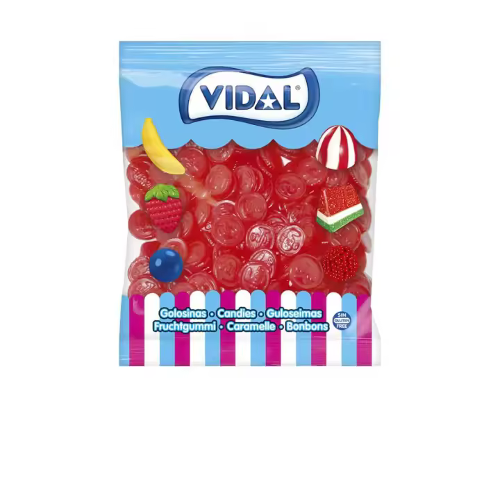 Vidal Golosinas. Euros Brillo, monedas sabor Fresa. Bolsa de 1,5kg - 1