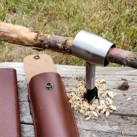 Manual Bushcraft para trabajos La Madera: Broca helicoidal multiusos con ESTUCHE DE Cuero, herramientas manuales de supervivencia, Llave Inglesa - details 3