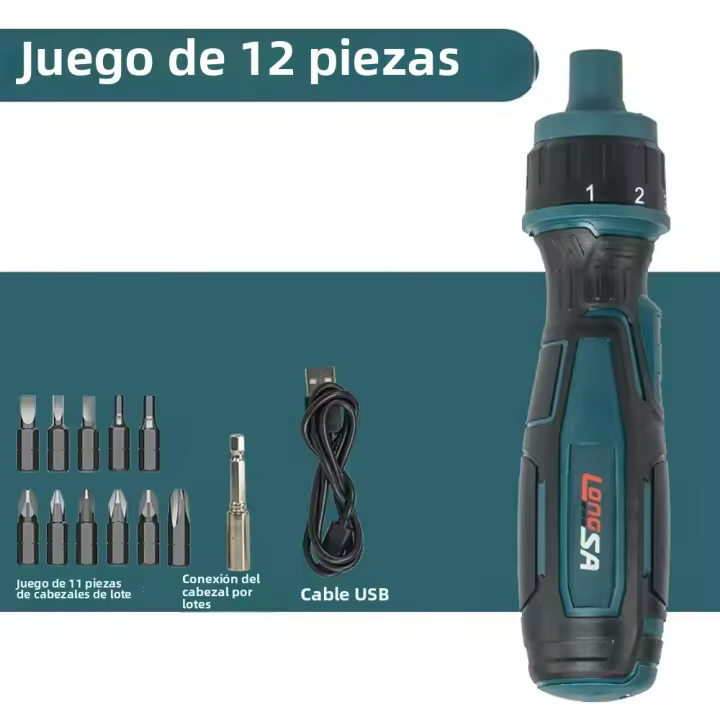 Destornillador Eléctrico Manual De Gran Torque 0.15-7 Nm Herramienta Eléctrica Mini Perforadora Con Mango Recto Y Set De Destornilladores Ratchets - 1