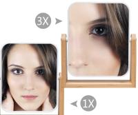 Espejo de maquillaje con soporte de Bambú natural, Espejo de augmentation giratorio de 360 Grados de doble cara con aumento - details 0