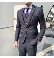 Traje De Tres Piezas Para Hombre Ajustado Con Chaleco Y Pantalones De Alta Calidad Tela De Arte Doble Hebilla Para Boda - details 21