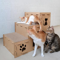Waneka Rascador para Gato Escalón de Cartón Grande Scottish 3 Escondite de Gatos Superficie Rascadora de Cartón - details 1