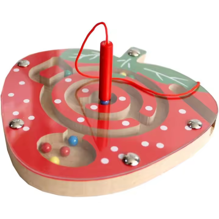Mini laberinto de cuentas de madera diminutas, laberinto de conducción con forma de bolígrafo de fresa, rompecabezas, juego de mesa educativo, laberinto interactivo, juguetes para niños - 1