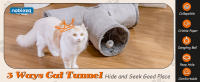 Nobleza - Tunel para Gatos en Gamuza, Túnel de 3 vías para Interiores con 1 Agujeros y Bola suspendida Juguetes para Gatos Gris - details 0