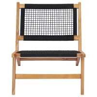 vidaXL Tumbona con reposapiés madera maciza de teca y cuerda Sillas de Exterior Ideal para jardín, playa, piscina, terraza Tumbona Piscina Tumbonas Playa Tumbonas Jardín Exterior - details 4