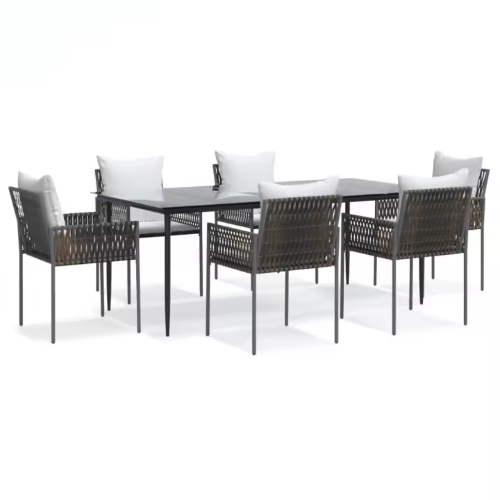 vidaXL Juego comedor jardín 7 piezas y cojines ratán sintético y acero - 1