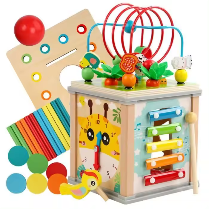 Cubo de Actividades 10 en 1 Para Niños de 1 A 3 años - Centro de Actividades with Laberinto-Juegos Educativos Montessori - 1