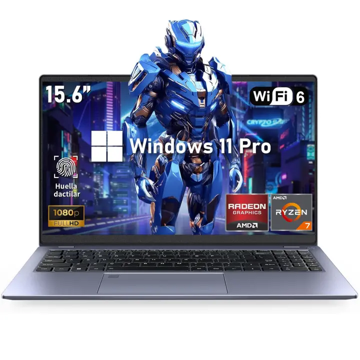 Portátil Vanwin con AMD Ryzen 7 6800H , 16GB RAM 512GB SSD, Windows 11 Pro Portátil, 1920 * 1080IPS, Tipo-C, HDMI, USB 3,2*2, WiFi 6, BT5.3, Teclado retroiluminado con teclado en Español - 1