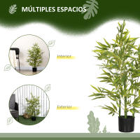 HOMCOM Planta Artificial de Bambú con Maceta 90 cm Bambú Artificial con 504 Hojas Realistas Decoración para Salón Hogar Exterior Ø15x90 cm Verde - details 1