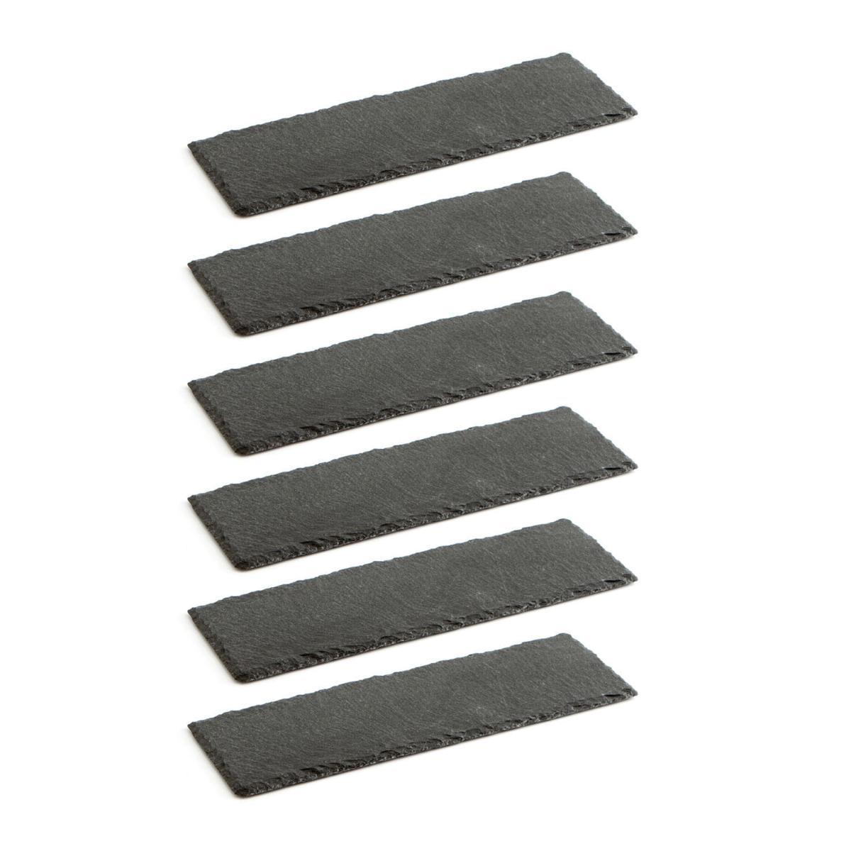 Set 6 Bandejas de Pizarra Quid Gastro Fun 30x10cm Negro Rugoso