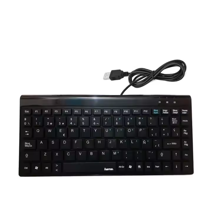 Hama | Teclado Mini con Cable (Teclado Español, con ajuste de inclinación, Enchufe USB Tipo A, 88 Teclas, Teclas Planas), - 1