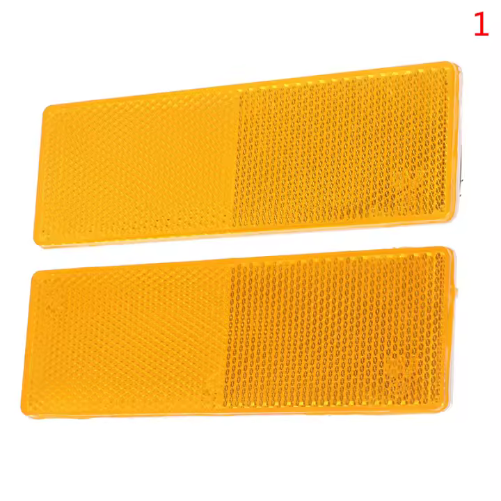 2pcs/Set Etiquetas Reflectorizantes Rectangulares Para Camiones Coches Y Motocicletas Color Naranja Con Bandas Reflectantes - 1
