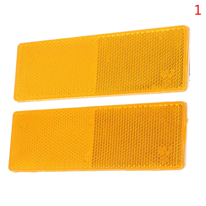 2pcs/Set Etiquetas Reflectorizantes Rectangulares Para Camiones Coches Y Motocicletas Color Naranja Con Bandas Reflectantes - 1