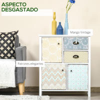 HOMCOM Cómoda con 2 Cajones Cómoda para Dormitorio Estilo Bohemio con 3 Compartimentos Diseño Anti-vuelco para Salón Pasillo 68x34x80 cm Blanco - details 4