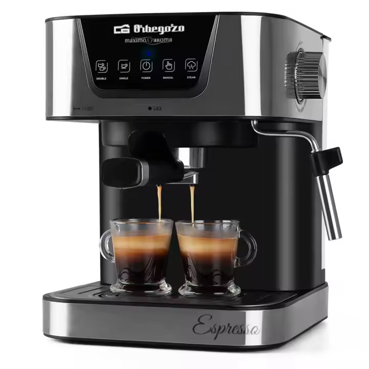 Orbegozo EX 6000 - Cafetera Para Espresso y Cappucino, 20 Bar De Presión, Depósito 1.5 L, Apta Para Monodosis, 1050 W - 1