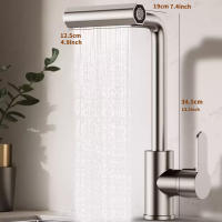 Grifo De Cocina De Acero Inoxidable Con Cabeza De Rociador De Cascada Rotación 360° Agua Caliente Y Fría Mezclador De Fregadero - details 4
