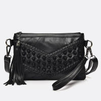 Bolso De Mano De Lujo Para Mujer Con Borlas Y Decoración De Cadena Bolso Bandolera De Cuero PU Con Cierre De Cremallera Para Fiestas Y Uso Diario - details 2