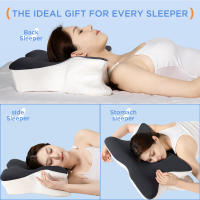 Almohada De Espuma De Memoria Ortopédica 1PC Forma De Mariposa Protección Del Cuello Suave Almohada De Cuidado De Salud Para Adultos - details 2